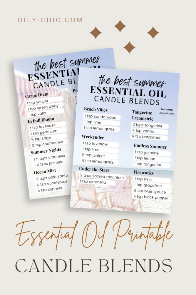 These printable candle scent charts are an easy answer to which essential oils are best for summer candle scents and how much essential oil you need to make a candle.