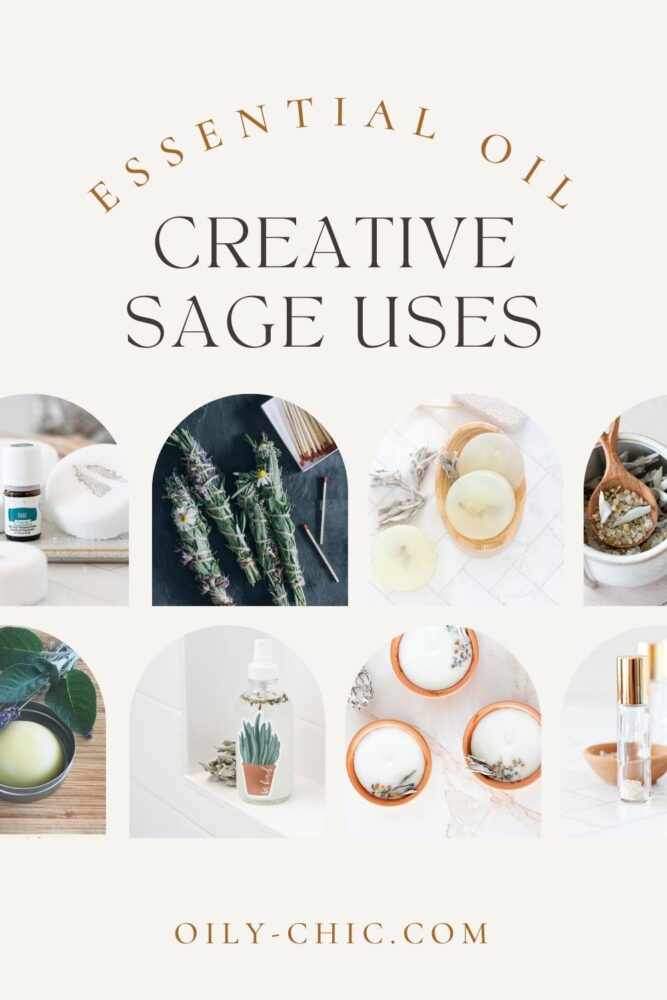 You’ll find quick, easy sage recipes and DIY projects containing sage essential oil or dried sage. From aromatherapy candles to shower steamers and cleaning sprays there are a multitude of ways to use sage.