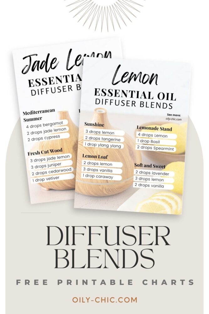 Find the best lemon essential oil diffuser blends. Print an essential oil blends chart of diffuser recipes for lemongrass, lemon, jade lemon, and lemon myrtle. 