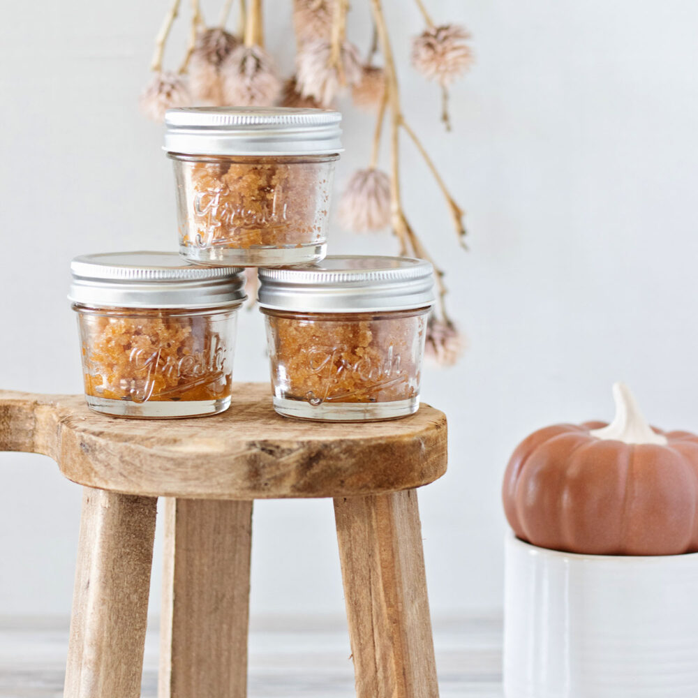 Here’s how to make a pumpkin spice sugar scrub with essential oils and real pumpkin spice. This scrub smells like yummy pumpkin pie in a jar and will quickly become one of your fall faves without a doubt!