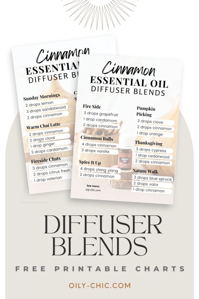These printable cinnamon essential oil blends charts for diffusing are the perfect addition to your kitchen or family room where you crave comfort and togetherness.