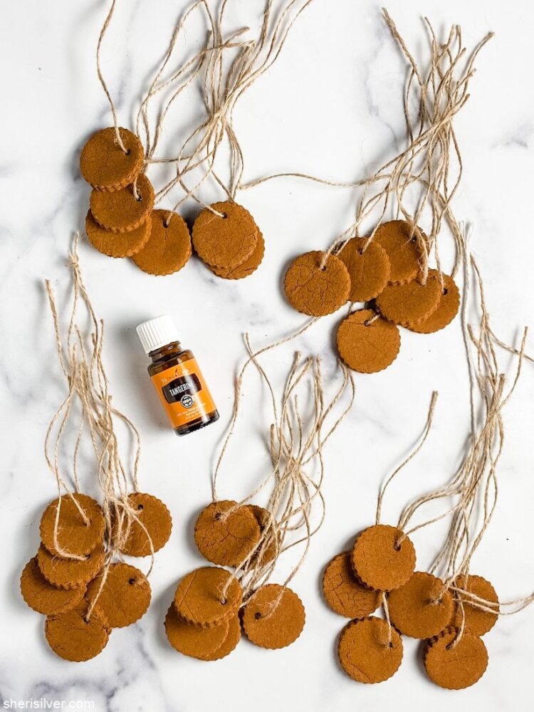 These cinnamon clay diffuser tags smell SO good on their own, but they also hold essential oils beautifully. 