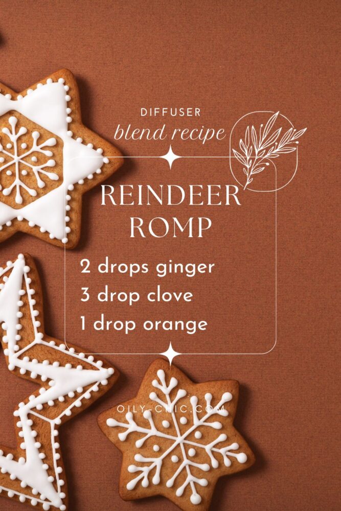 Play holiday music and wear your reindeer antlers for a reindeer romp with this festive blend recipe of ginger, clove, and orange. 