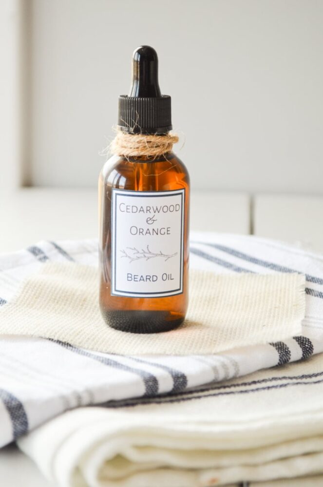 Handcraft this all-natural beard oil made with a base of jojoba oil, sweet almond oil, and avocado oil infused with cedarwood and orange essential oils.
