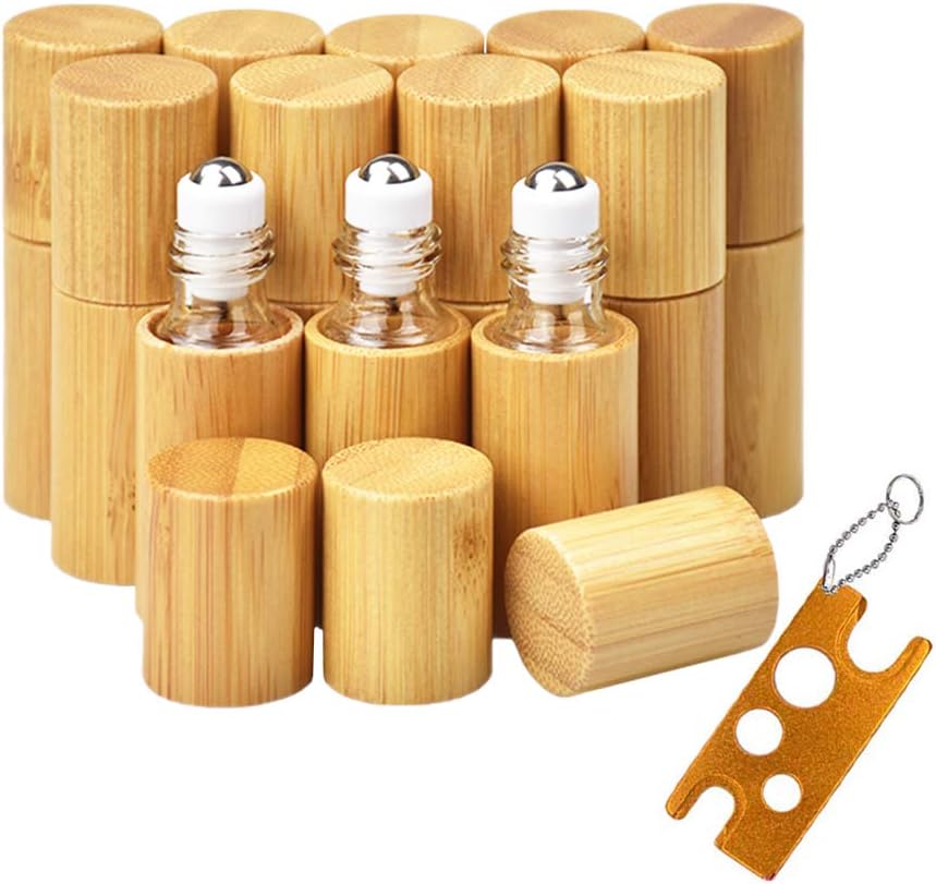 bamboo essential oil roller bottles